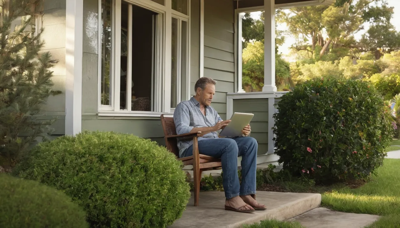 Homeowner reviewing a tree estimate on a porch in the Beaumont area